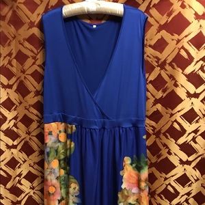**5 for $15** Maxi Sleeveless Dress Blue & Flowers